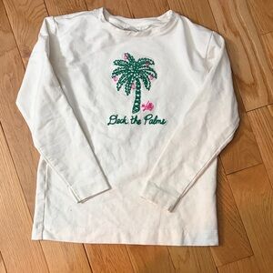Lilly Pulitzer White Long Sleeve Tee with Green Palm Design